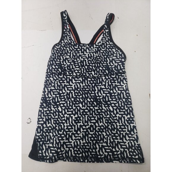 Lululemon Top Women's 4 Black White Crossback Mesh Net Top With Run Times Shorts - Picture 2 of 8